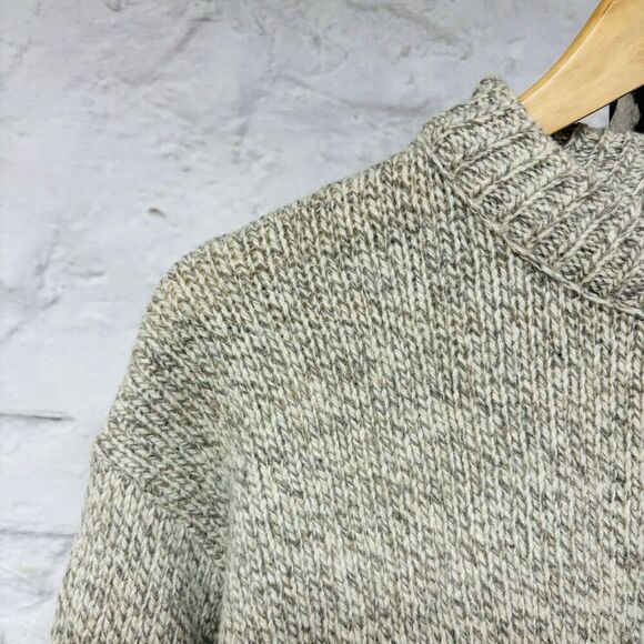 Vintage 70s 80s SEARS Fieldmaster Wool Crewneck Sweater Fisherman Oatmeal Gray - Picture 2 of 6
